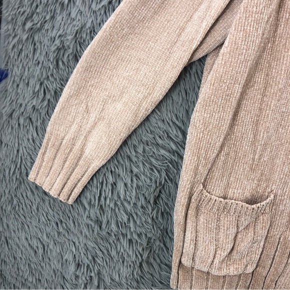 Seven7 Cardigan Sweater Womens Size Medium Taupe Soft Open Pockets Long Sleeve - Picture 2 of 12